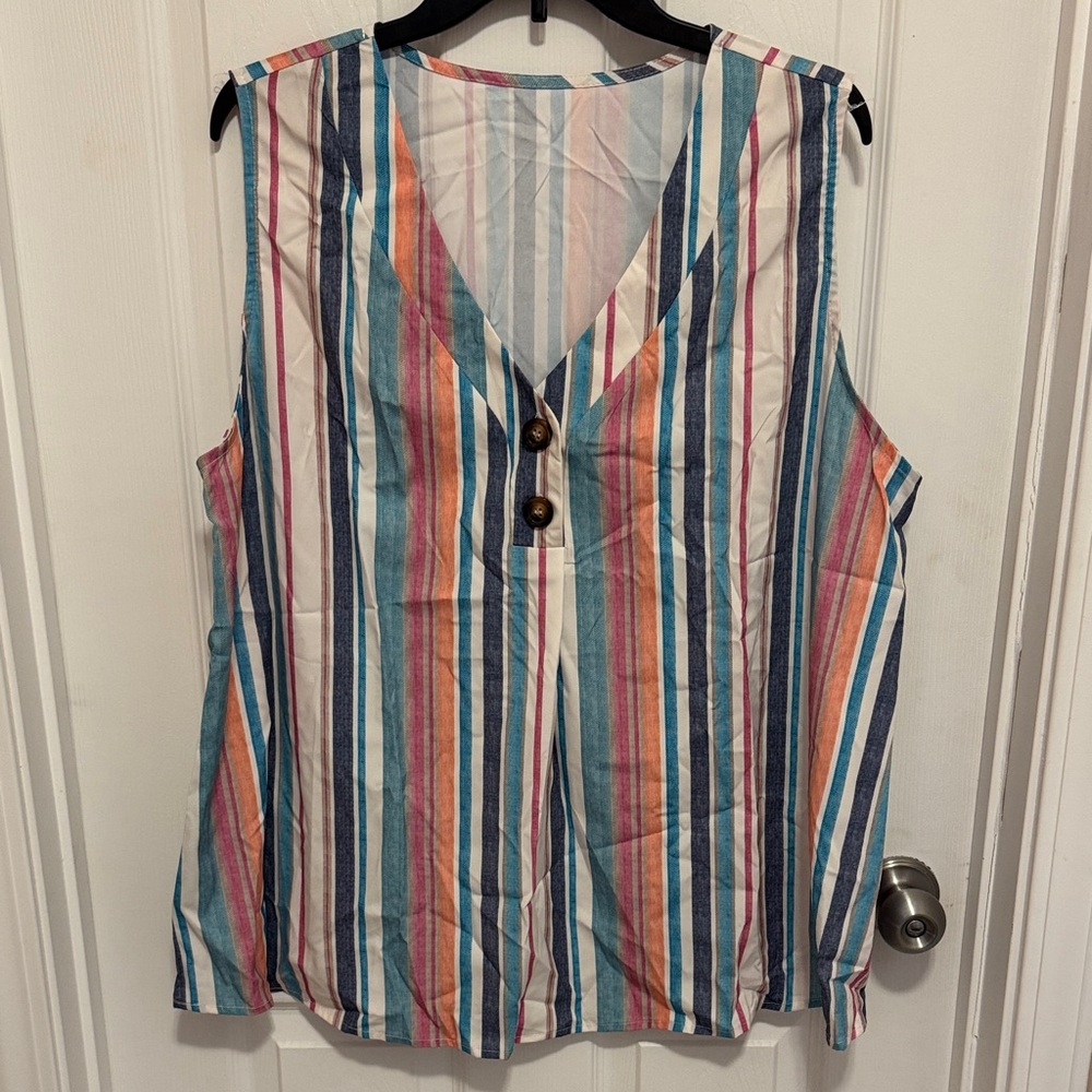 Colorful Striped V-Neck Blouse